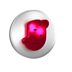 Red Potato icon isolated on transparent background. Silver circle button.