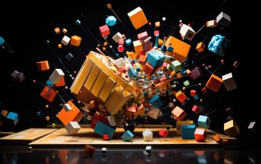 Abstract 3d render, A Journey Through Mesmerizing 3D Abstract Creations, With vibrant colors and beautiful backgrounds, Generative AI