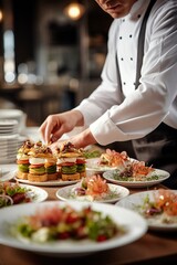 Obraz na płótnie Canvas chef in a restaurant preparing a delicious meal