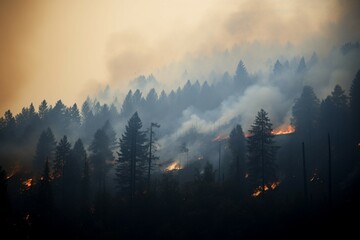 Obraz premium wildfire forest fire Engulfs Woods Fire Spreads Wildly