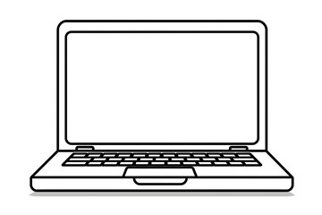 laptop isolated on white, Line icon of laptop on white background, vector graphic illustration, trendy design.