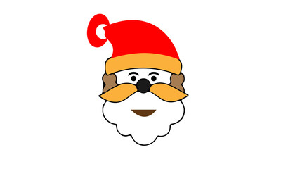 Vector illustration of Santa Claus with hat and long beard