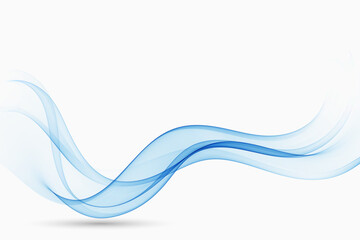 Abstract wave of blue smoke, transparent flow of blue lines, design element.