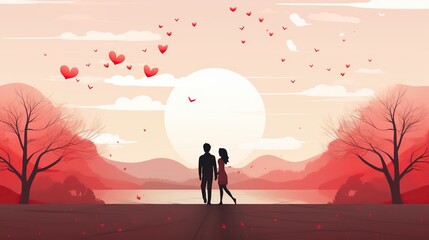 Banner design for Valentine Day young couple in love.