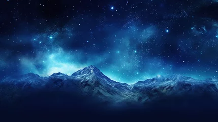 Fototapeten Sky blue rotating stars galaxy mountain © Boraryn