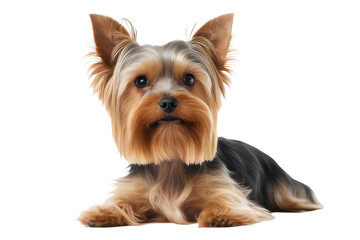 a high quality stock photograph of a single Yorkshire Terriers isolated on a white background