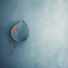 lonely single leaf of a tree on a gray empty background as an symbol of loneliness, depression, dying nature. concept of priority, depression, loneliness