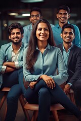 Joyful Indian Entrepreneurs in Contemporary Office Setting