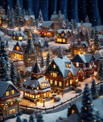 miniature christmas in a snow village