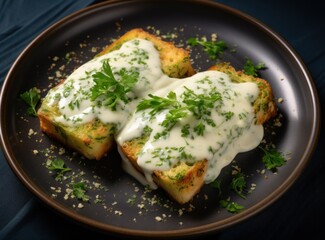 tasty cheeses on toasted bread