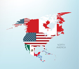 the north american maps divided by countries. Vector illustration