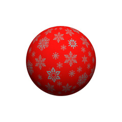 Red ball with snowflakes. Illustration.