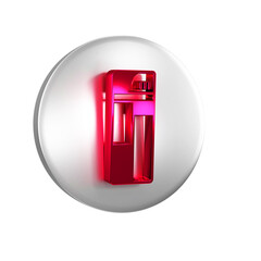Red Lighter icon isolated on transparent background. Silver circle button.