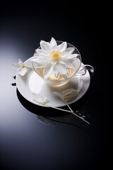 white flower tea on black table