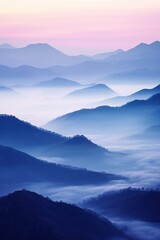 Fototapeta premium Beautiful landscape of mountains in foggy morning. Beauty in nature.