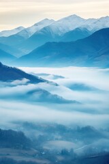 Fototapeta na wymiar Beautiful landscape of mountains in foggy morning. Beauty in nature.