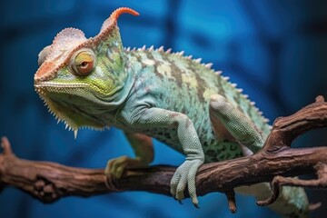 Obraz premium chameleon changing color to match icy surroundings