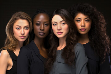 Fototapeta premium Portrait of multiracial fashion models