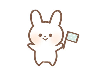 旗を持つうさぎ