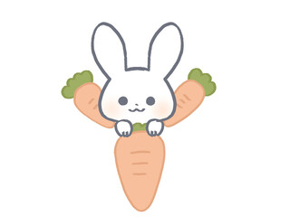 にんじんから顔を出すうさぎ