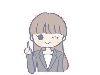 スーツの女性　ポイント　指差し