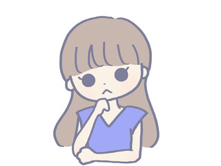 首をかしげる女性