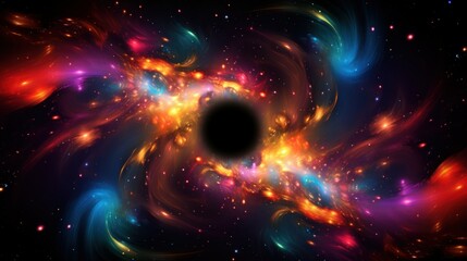 black multicolored galaxy or hole in space