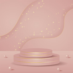 3d podium room. Realistic 3d room with  podium. Product presentation, mockup, show cosmetic product, Podium, stage pedestal or platform.