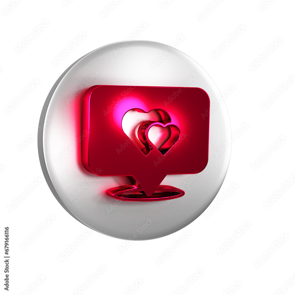 Poster red map pointer with heart icon isolated on transparent background. valentines day. love location. r