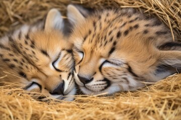 Fototapeta premium focused image on a sleeping cheetahs side