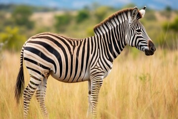 a grevys zebra grazing in the african grasslands - Powered by Adobe