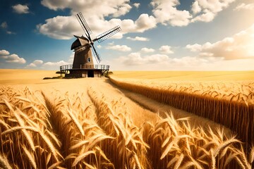windmill in wheat field