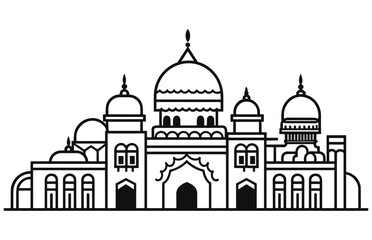 Outline Jaipur India City Skyline with Historic Buildings Isolated on White. Vector Illustration. Jaipur Cityscape with Landmarks.