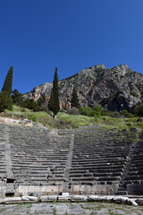 Delphi, Phocis, Greece. Ancient Theater of Delphi. The theater, with a total capacity of 5,000 spectators, is located at the sanctuary of Apollo