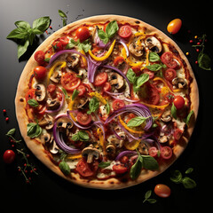 fotografia con detalle de deliciosa pizza vegetal