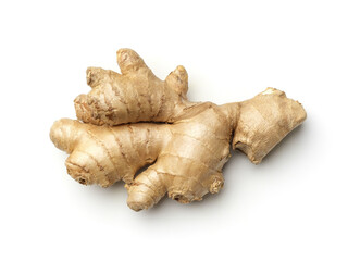 Ripe ginger on white