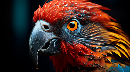 beautiful parrot with red feathers