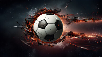 Fototapeta premium Soccer ball flies into the goal 