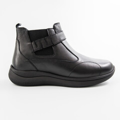 men's black autumn boots on a white background