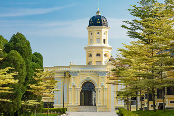 Fototapeta na wymiar Sultan Abu Bakar State Mosque is the state mosque of Johor, Malaysia. The mosque was constructed in 1892 and completed in 1900