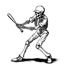 Skeleton Playing Baseball