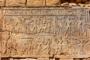 Fototapeta na wymiar ancient egyptian hieroglyphs on stone wall