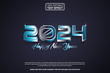 Editable text effect 2024 Happy New Year 3d cartoon template style modren premium vector