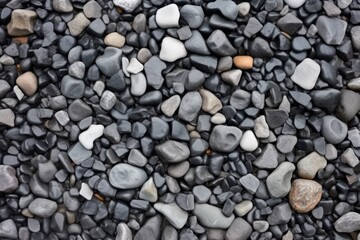 Fototapeta na wymiar volcanic pebbles of varying shapes in gray tones