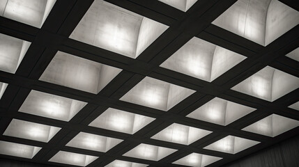 Cement panel ceiling square block pattern Lighting Architecture details