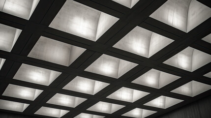 Naklejka premium Cement panel ceiling square block pattern Lighting Architecture details