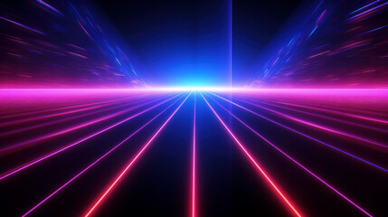 Fototapeta na wymiar Glowing Laser Burst: Abstract Lines in Neon Light. ai generative