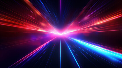 Glowing Laser Burst: Abstract Lines in Neon Light. ai generative