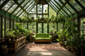 Green house. Living with environment. Eco living concept. - obrazy, fototapety, plakaty