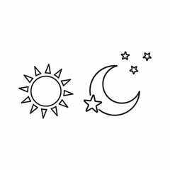 Sun and moon icon isolated on white background. Day and night.